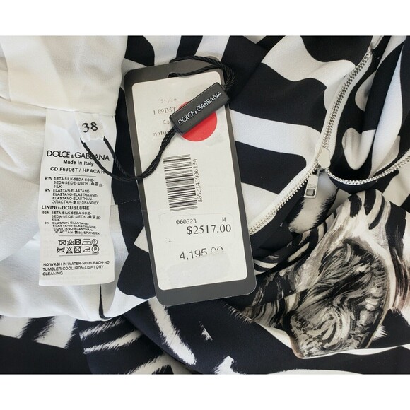 Dolce & Gabbana Womens Zebra Print Maxi Dress Black White Size 38 / US 2 - Italy - Picture 6 of 6